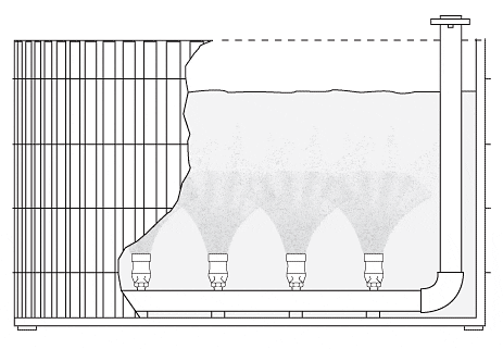 Sparger Nozzle mixing steam and liquid in tank