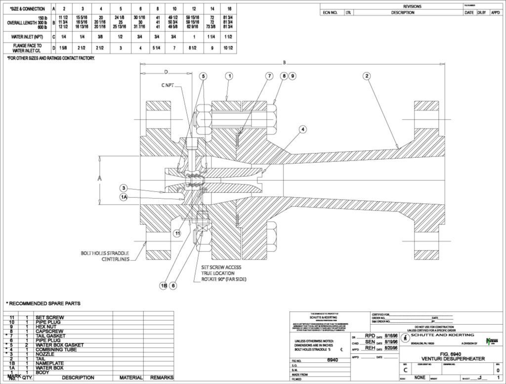Fig. 6940 Venturi Desuperheater Drawing