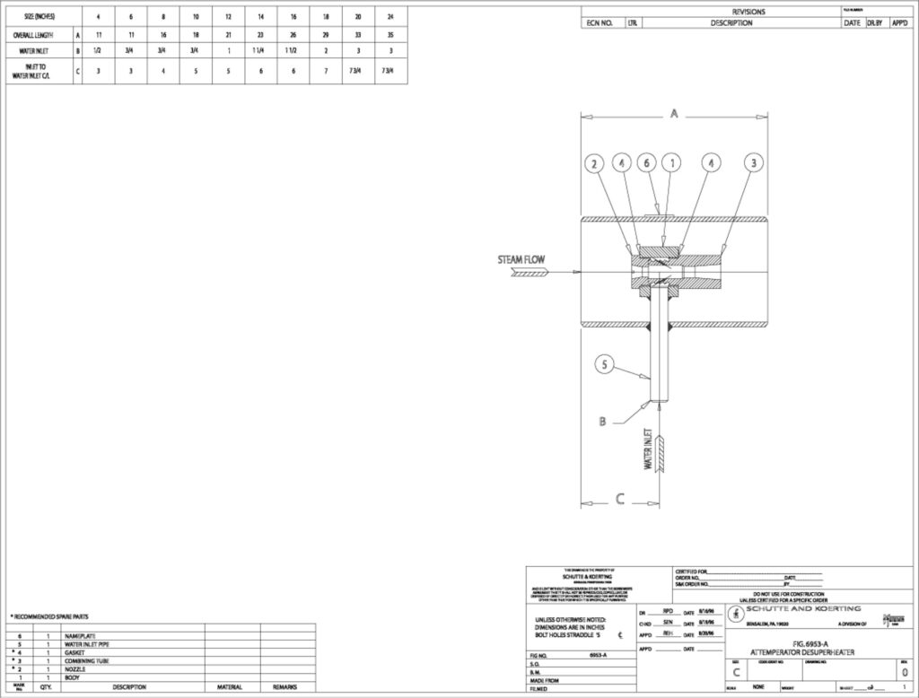 Fig. 6953A Attemperator Desuperheater Drawing